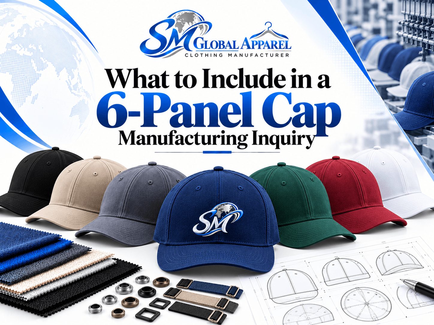 Baseball cap design reference for a manufacturing inquiry