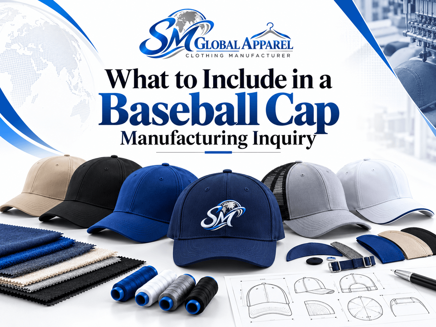 Baseball cap design reference for a manufacturing inquiry