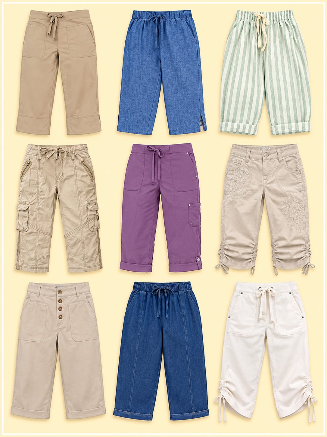 Custom capri pants and cropped trousers manufacturing