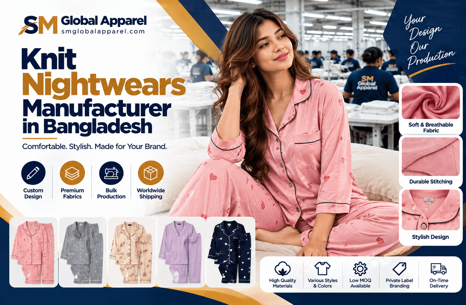SM Global Apparel custom nightwear manufacturing showcase in Bangladesh