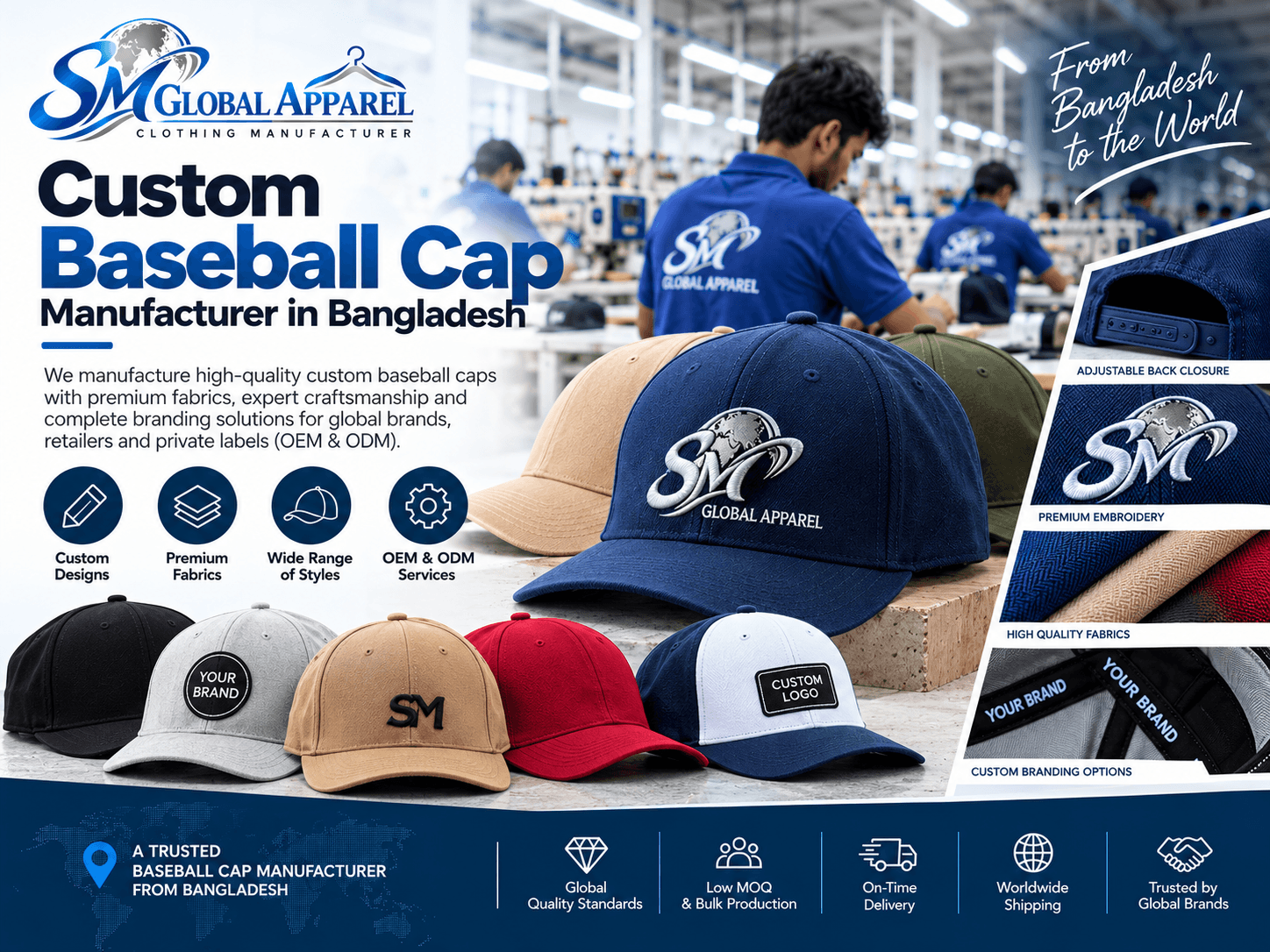 Baseball style cap inspiration for custom headwear development