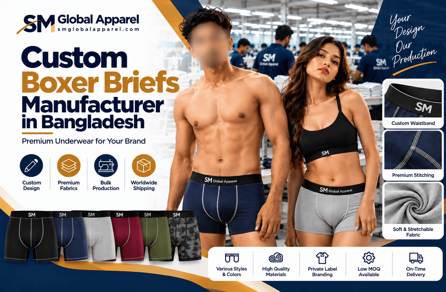 SM Global Apparel custom boxer briefs manufacturing banner in Bangladesh
