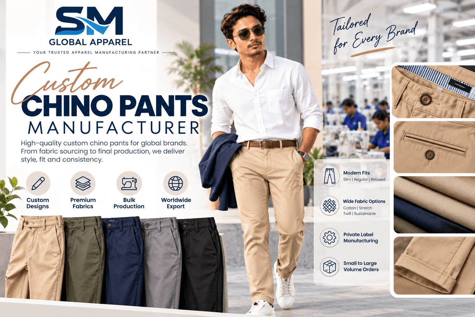 Formal trousers arranged for apparel production