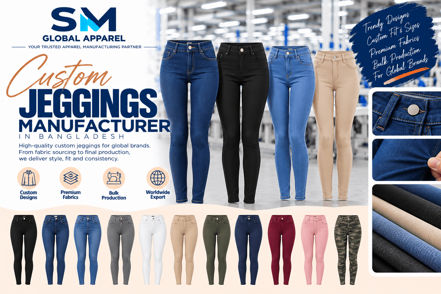 High stretch custom women's jeggings showcase