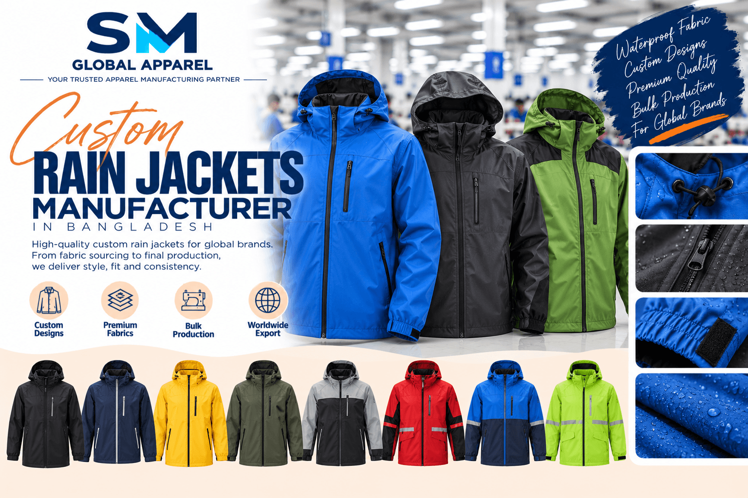 High performance waterproof rain jackets showcase