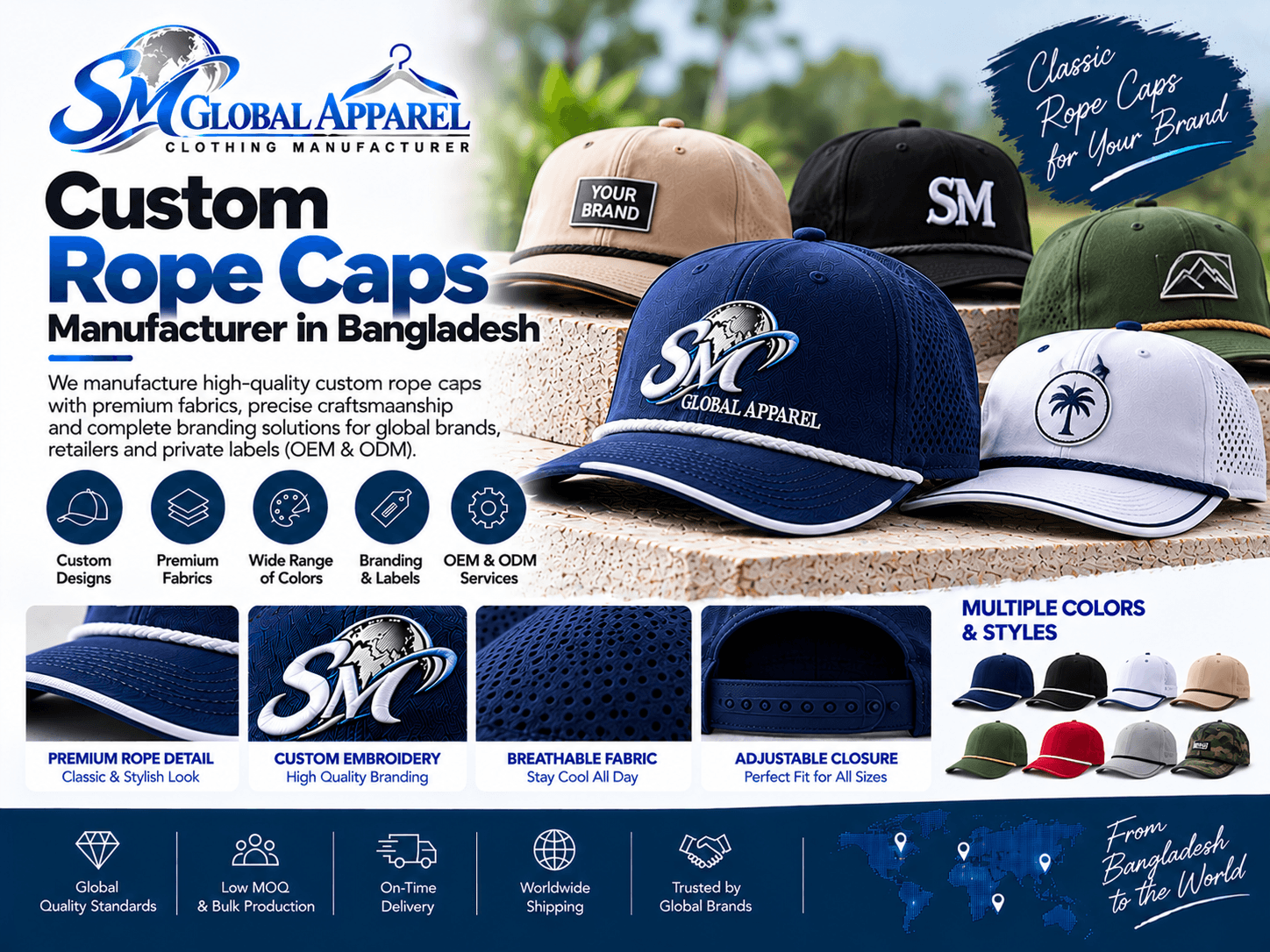 Rope Cap style cap inspiration for custom headwear development
