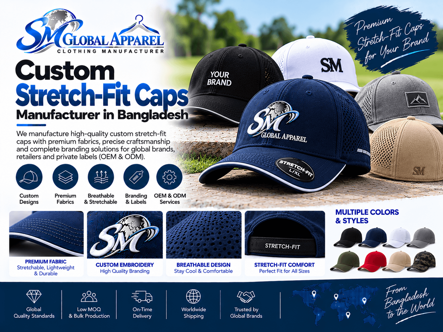 Baseball style cap inspiration for custom headwear development
