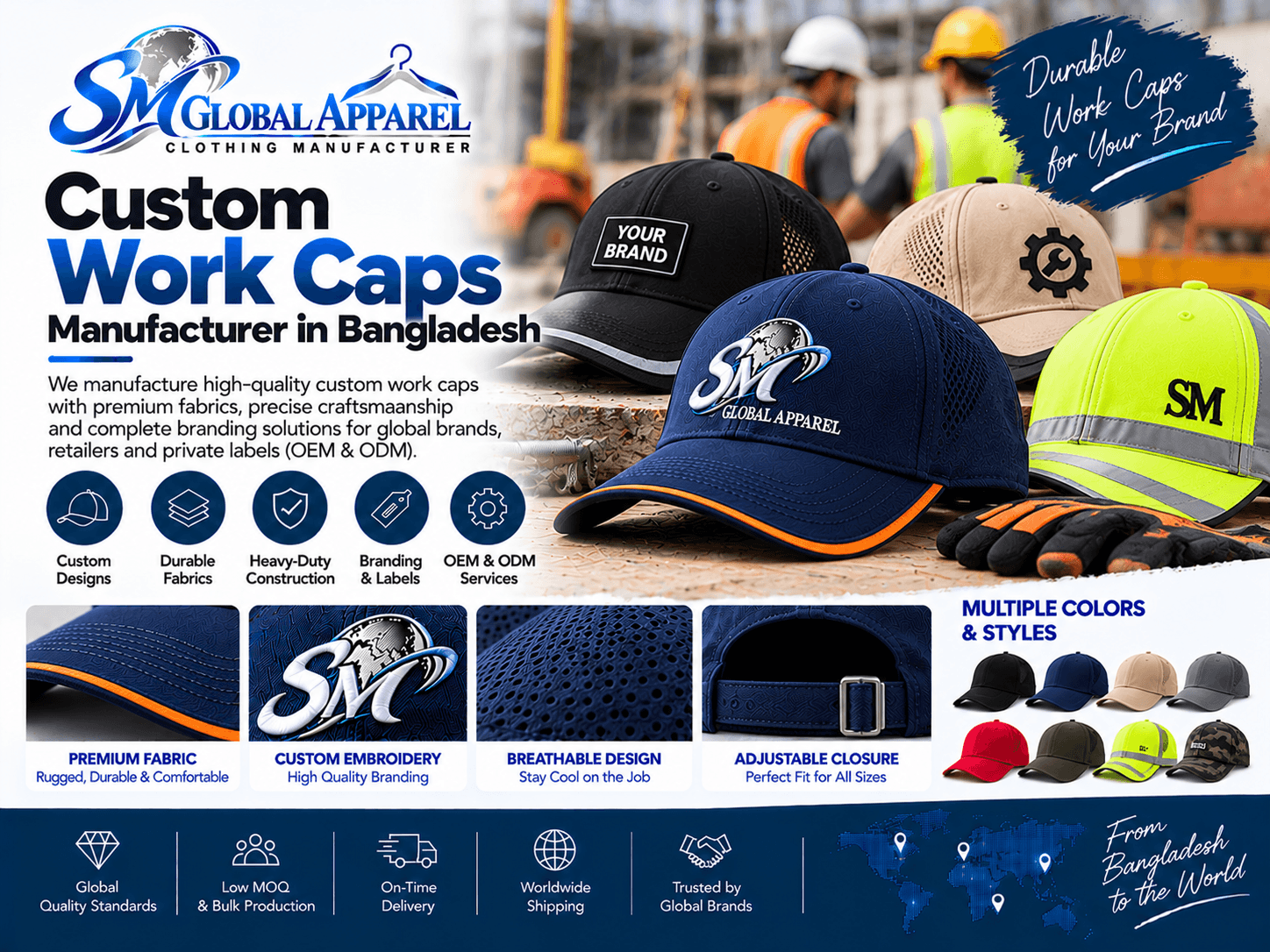 Work Cap style cap inspiration for custom headwear development