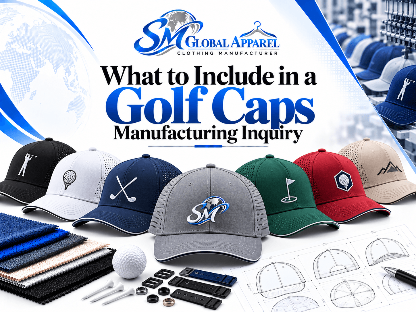 Golf Cap cap design reference for a manufacturing inquiry