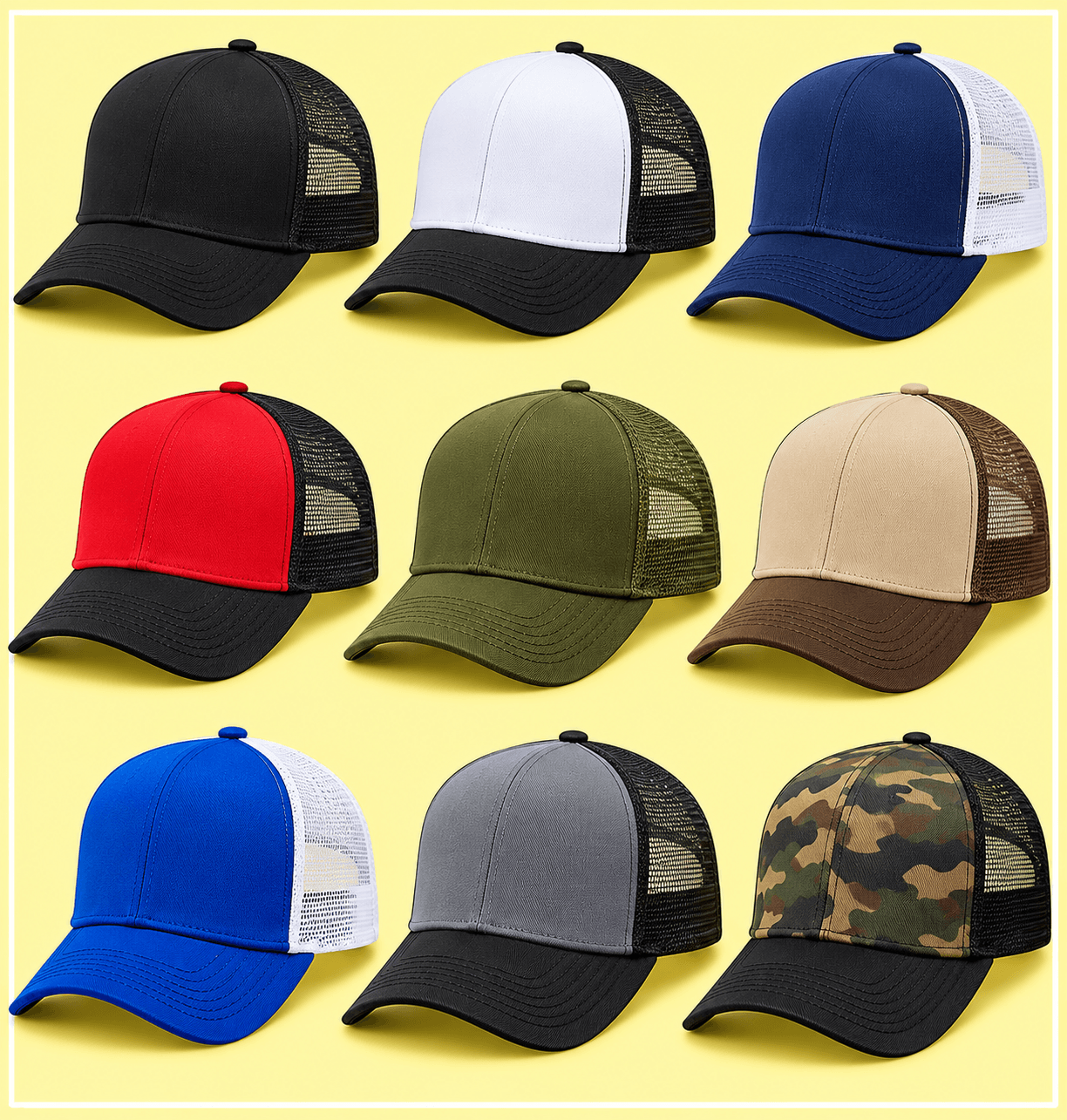 Custom trucker cap design for private label headwear brands