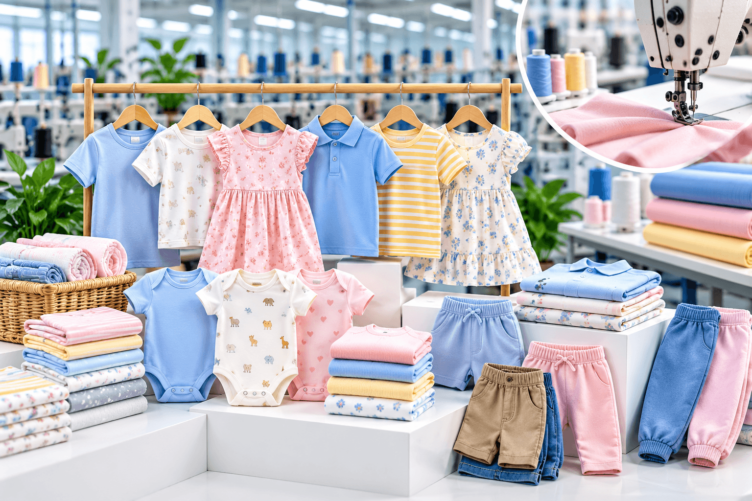 Apparel team inspecting woven fabric cutting and garment production